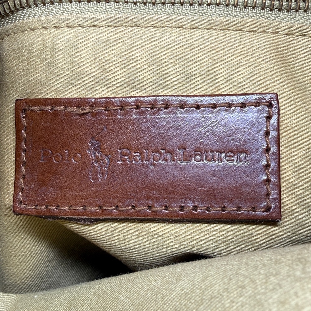 Vintage Polo Rally Lauren Plaid Brown Leather Crossbody Bucket Bag w/Luggage Tag - Picture 14 of 15